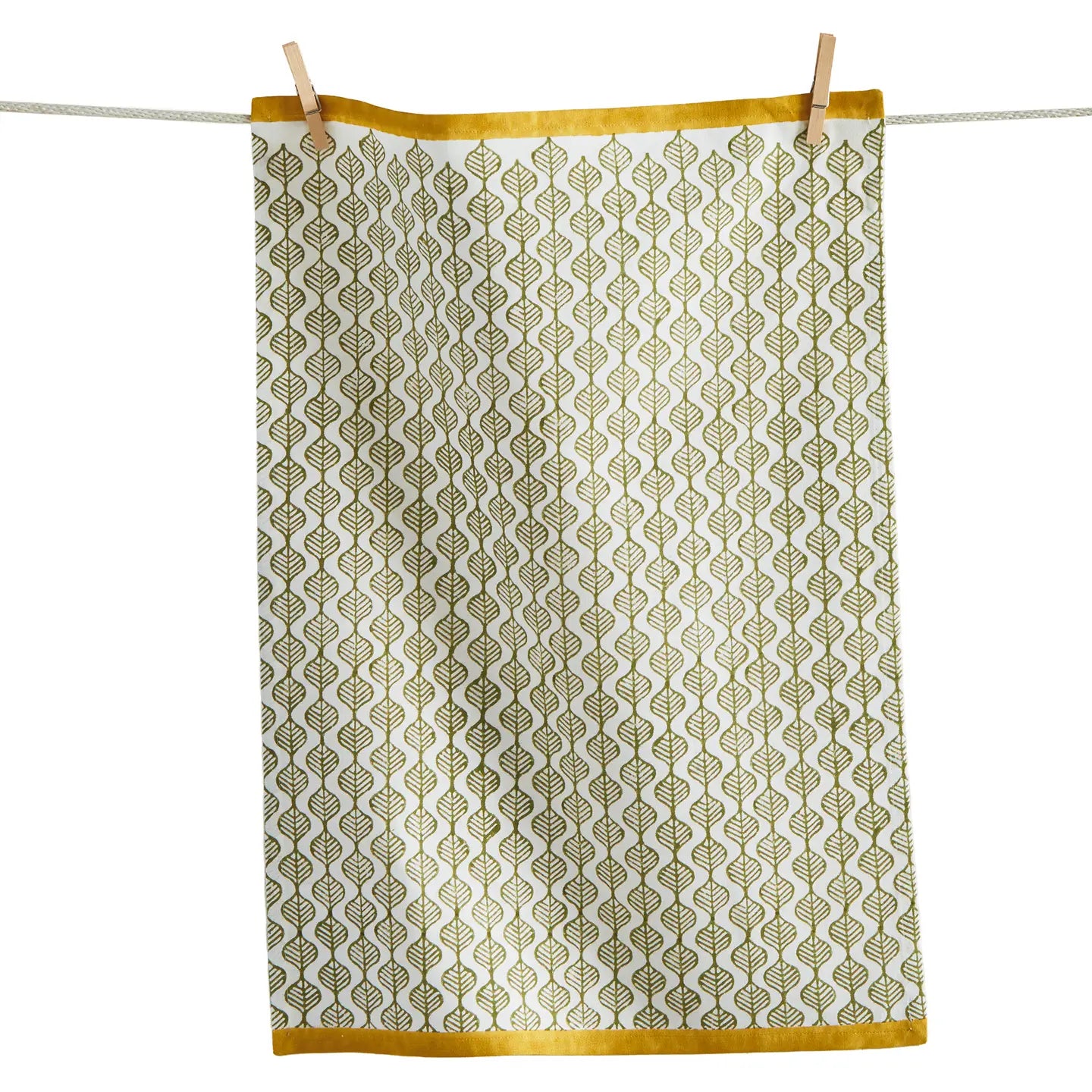 Tea Towel - Gold/Green Leaf