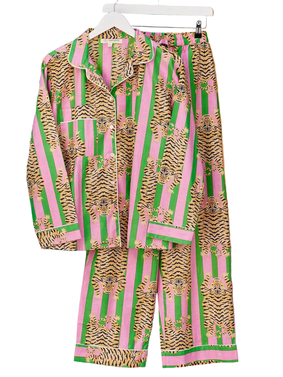 Pajama Set - Pink/Green Striped Tiger