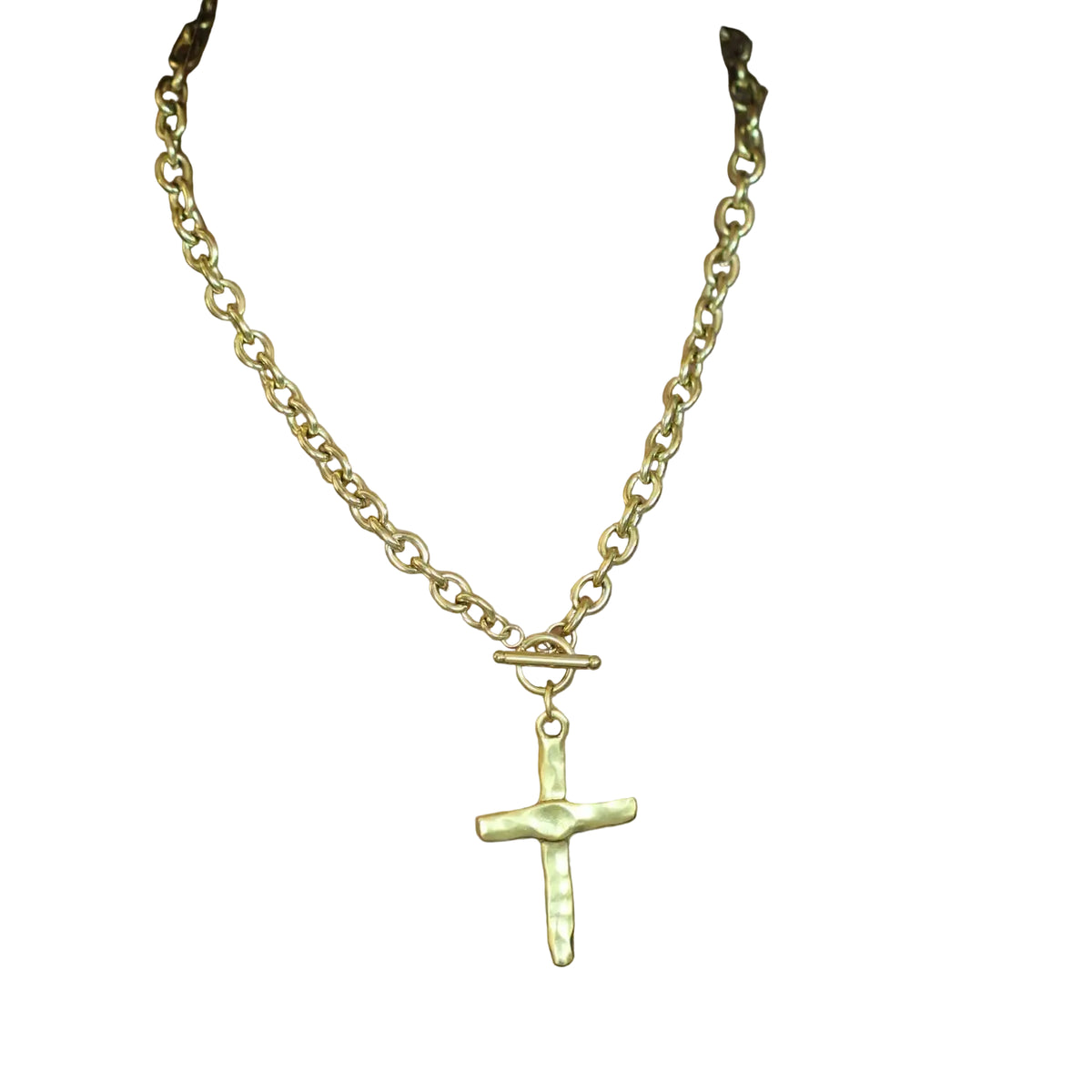Gold Cross Toggle Necklace
