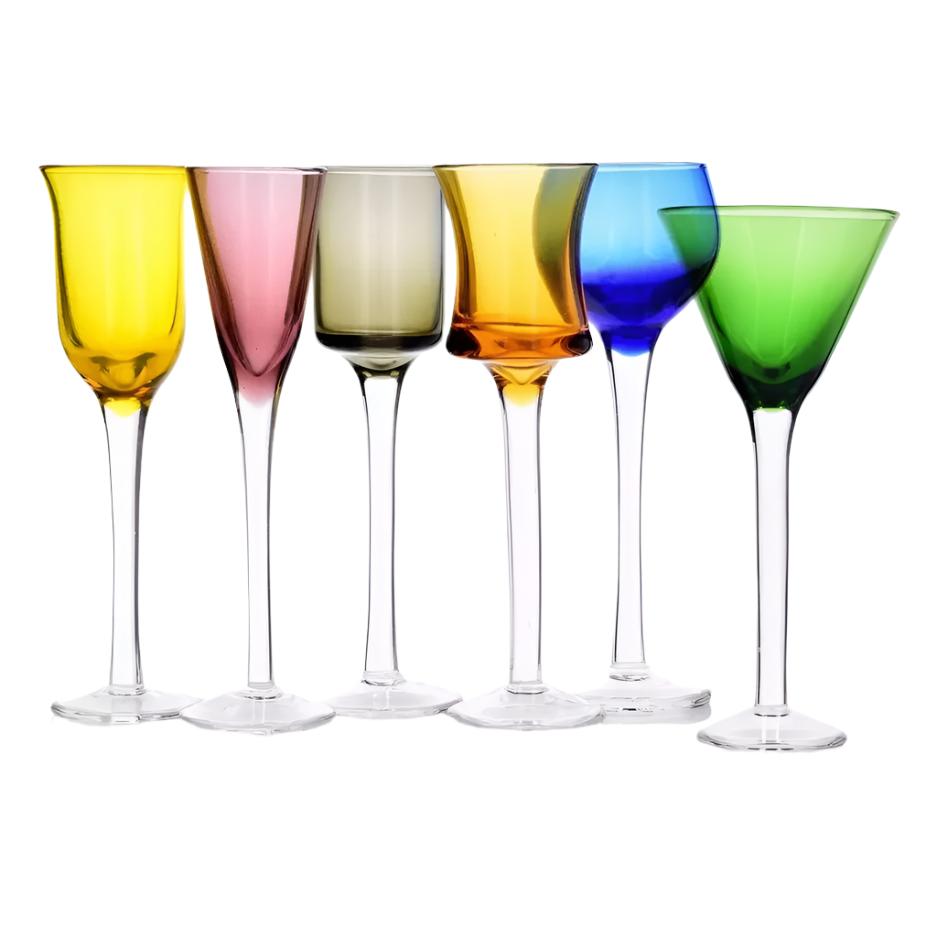 Colored Stemmed Shot Glass S/6