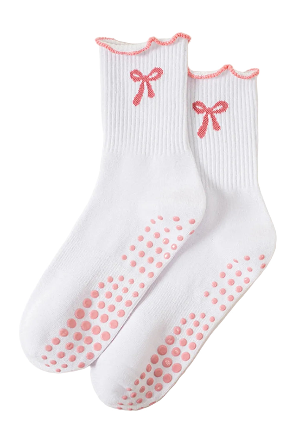 Socks - Pink Bow Ruffle Grip