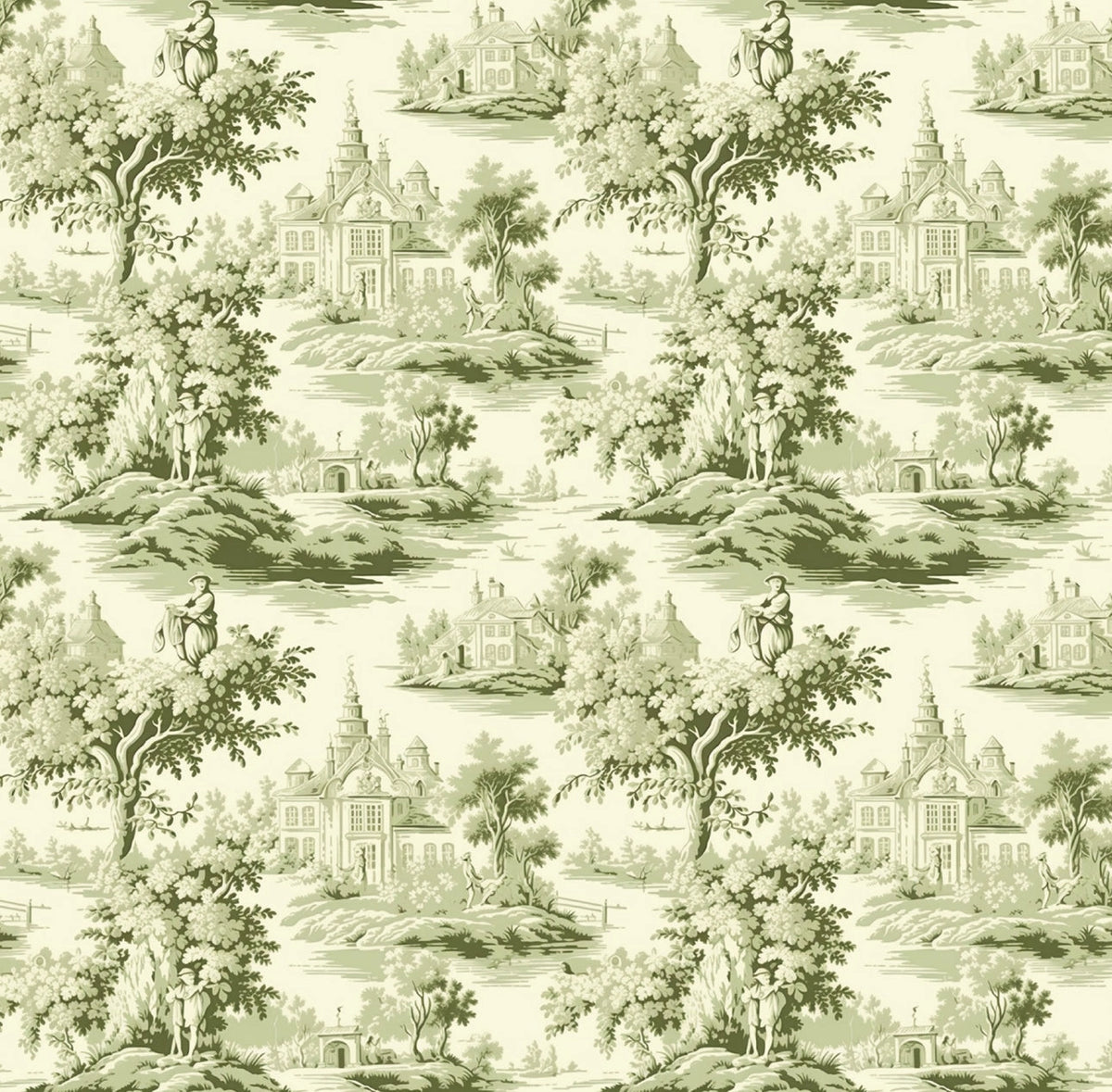 Cocktail Napkin - Green Toile