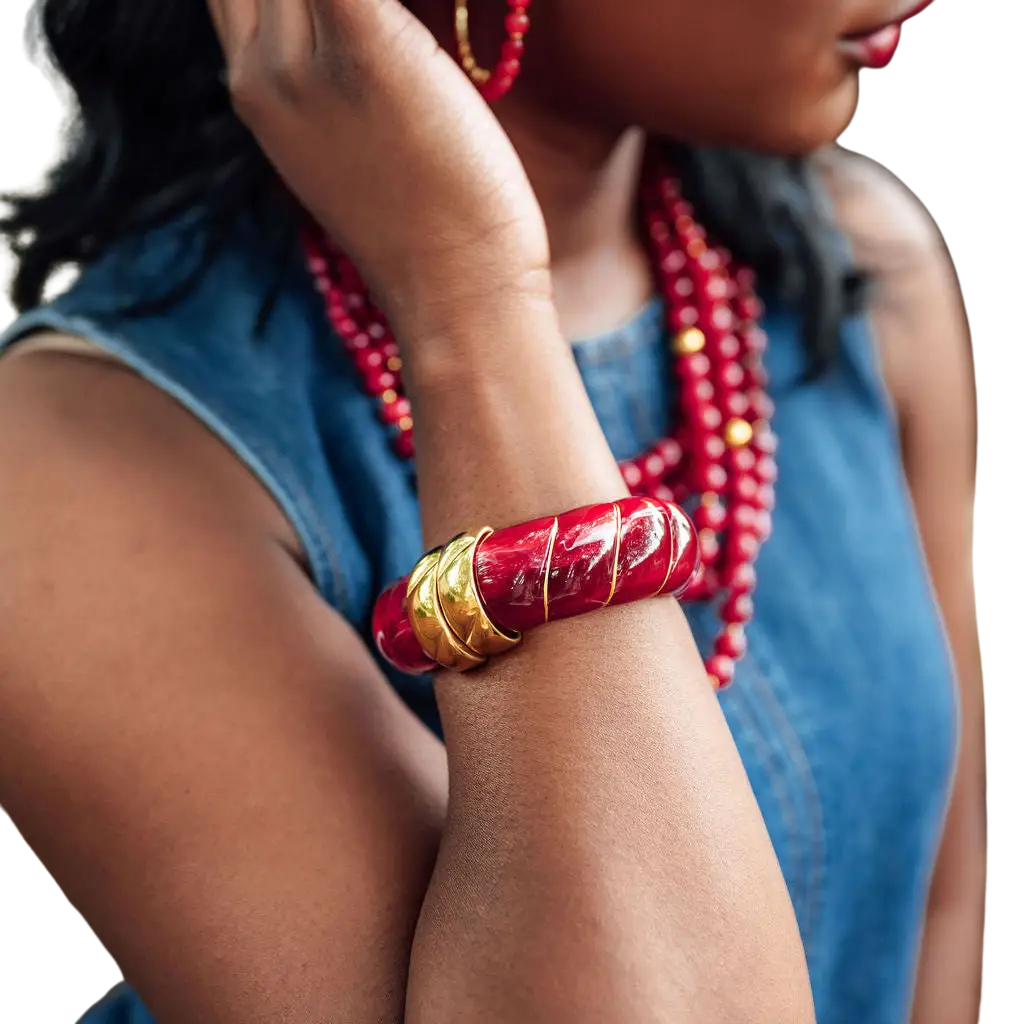 Acrylic Hinged Bracelet - Red