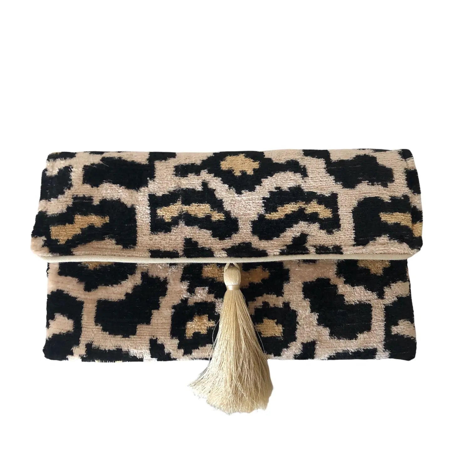 Silk Velvet Leopard Ikat Clutch/Crossbody