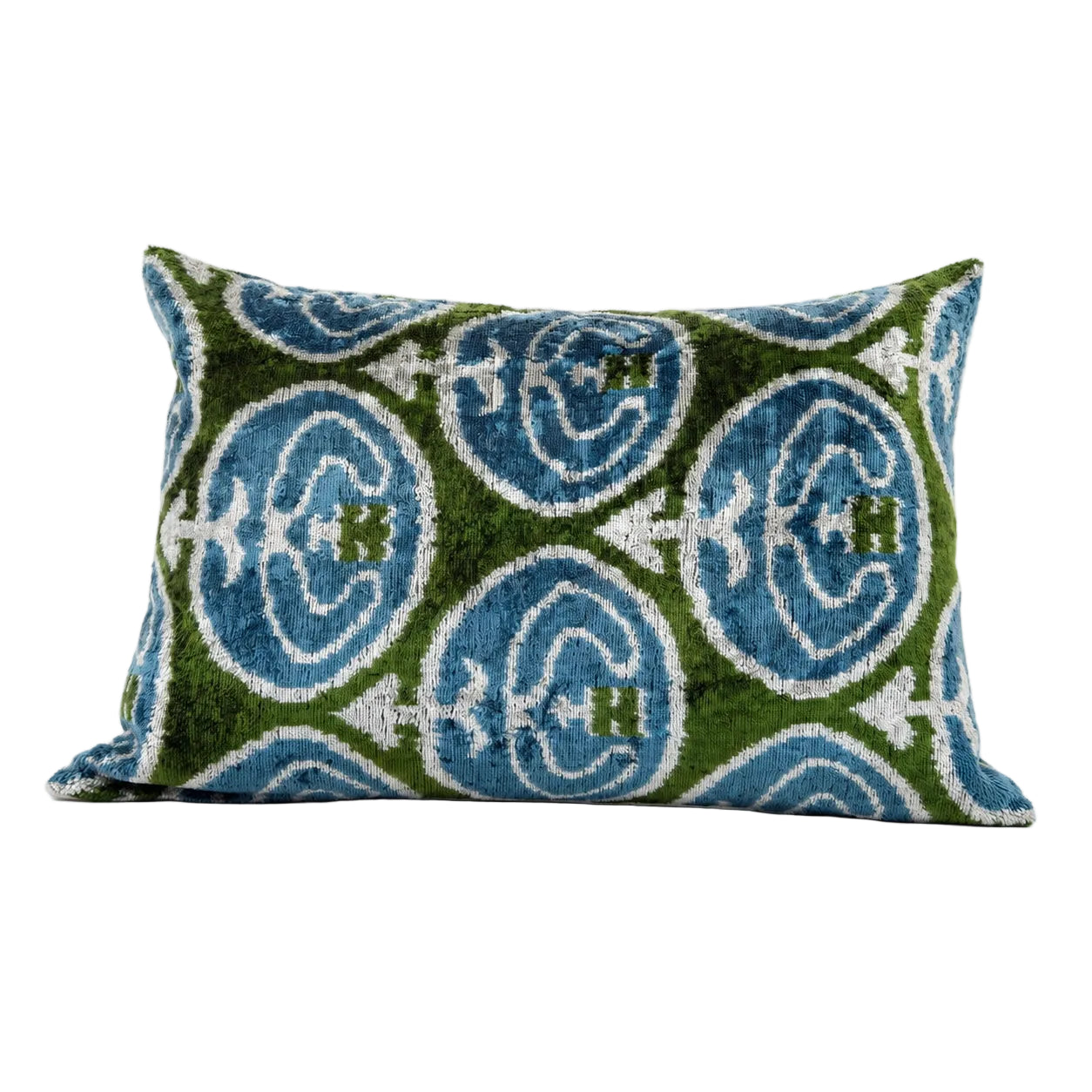 Olive Blue Ikat Pillow - 16x24