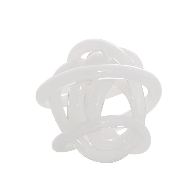 Hand Blown Glass Knot - White/Small