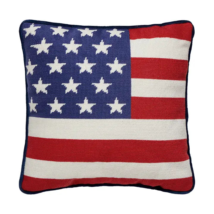 American Flag Needlepoint Pillow