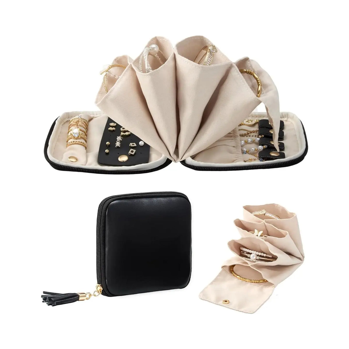 Mini Leather Jewelry Organizer - Black