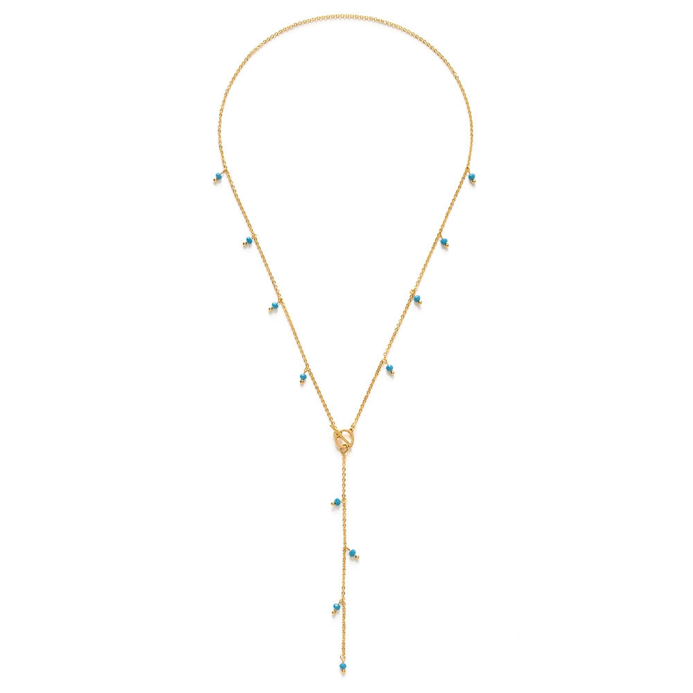 Beaded Lariat Necklace - Turquoise
