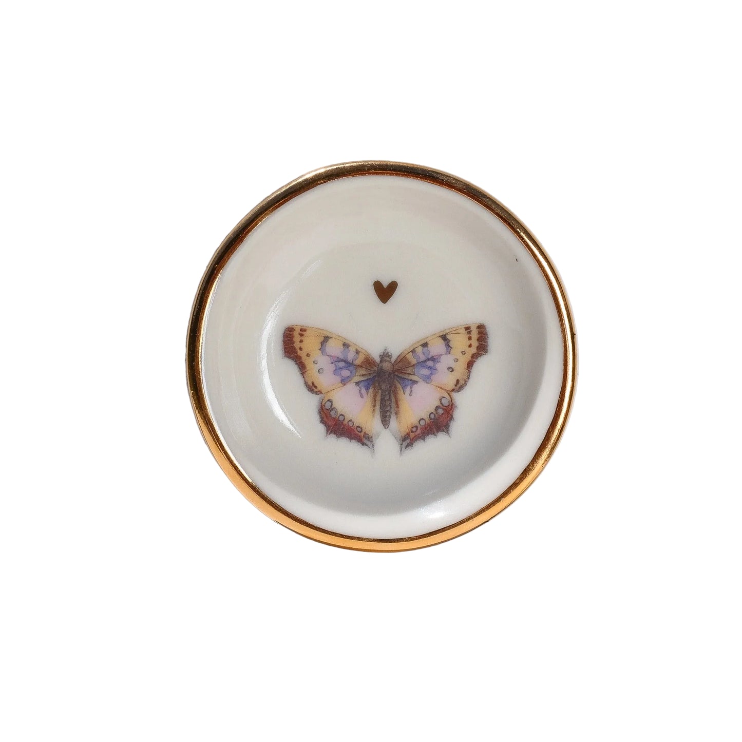 Golden Butterfly Heart Trinket Dish