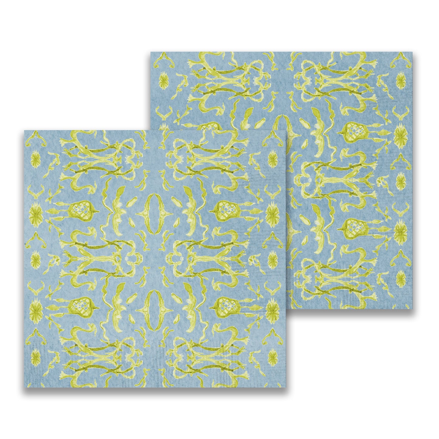 Cocktail Napkin - Patterned Blue/Chartreuse