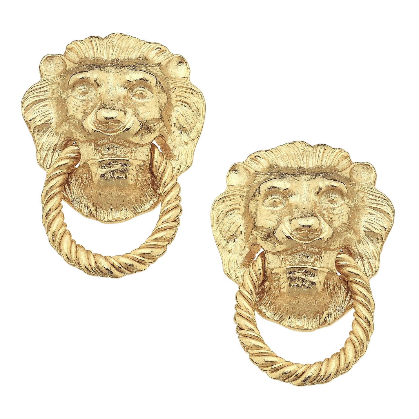 Gold Lion Knocker Earring