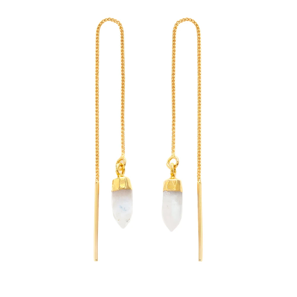 Moonstone Spike Threader Earring