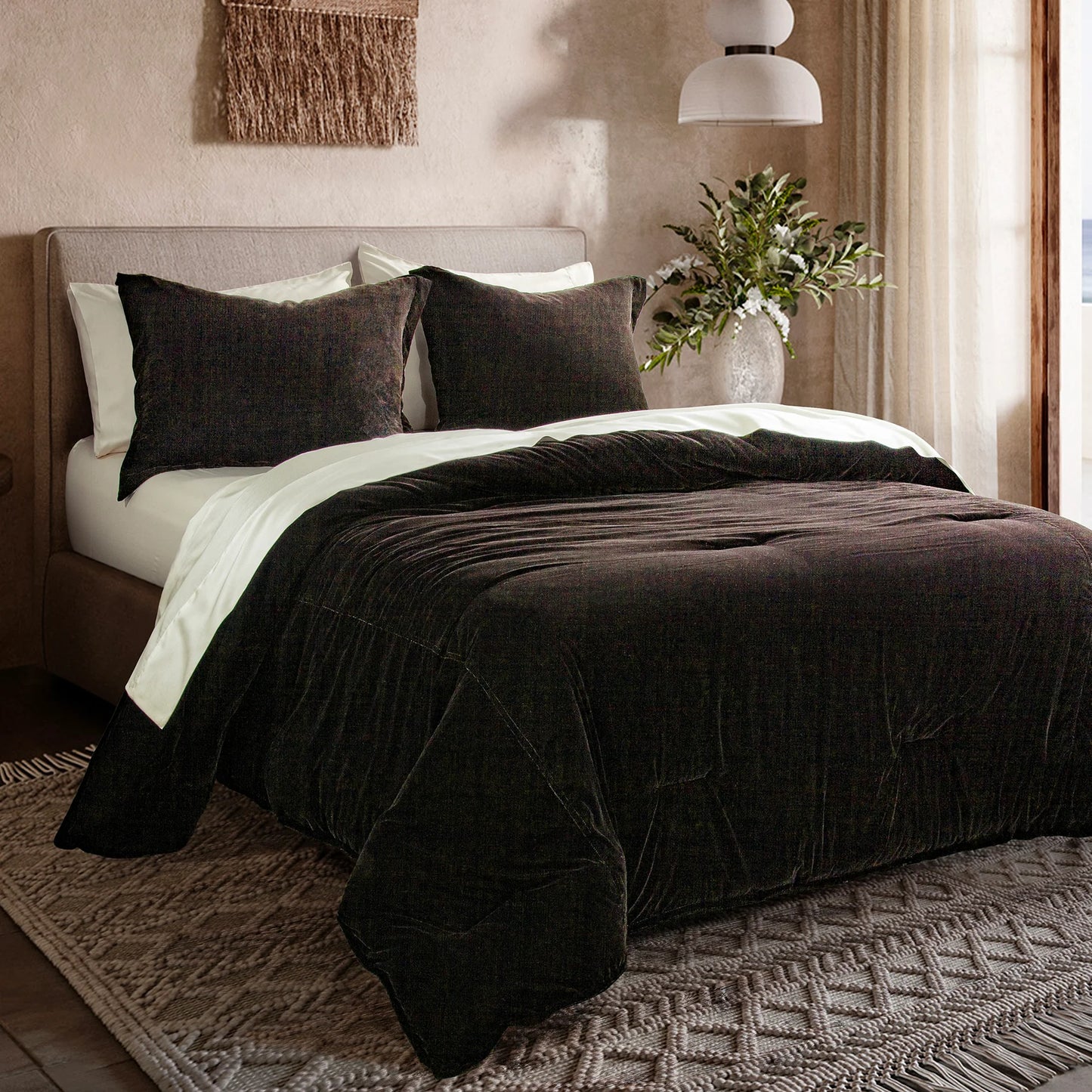 Estelle Velvet Comforter Set - Twin - Cocoa