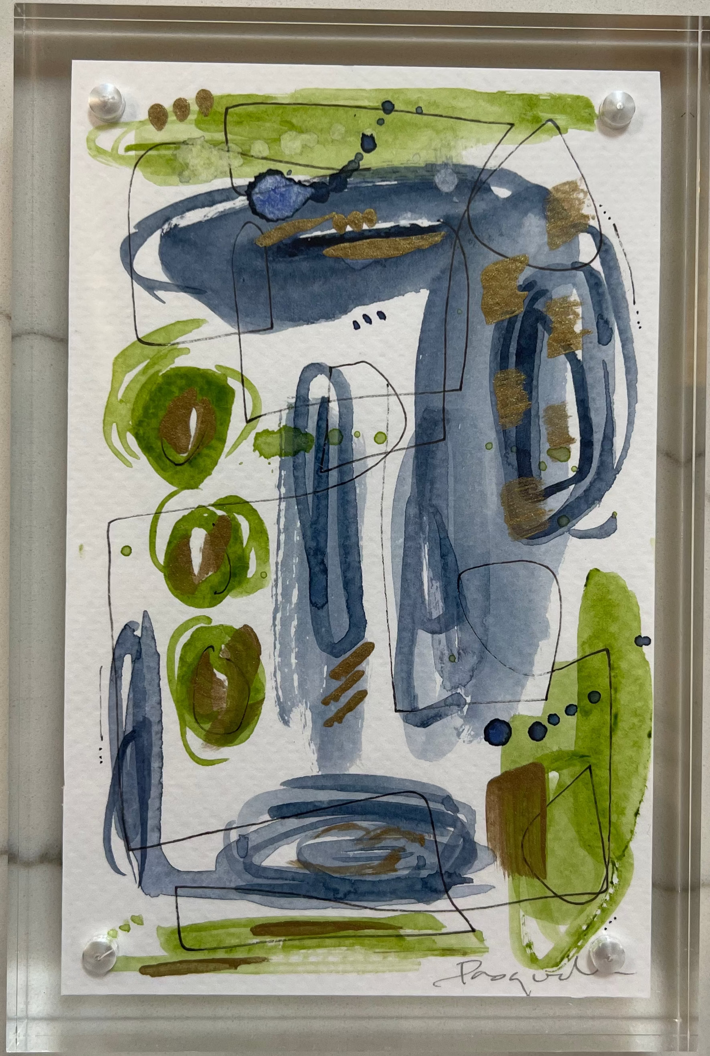Serene Abstract Watercolor/Acrylic Frame II