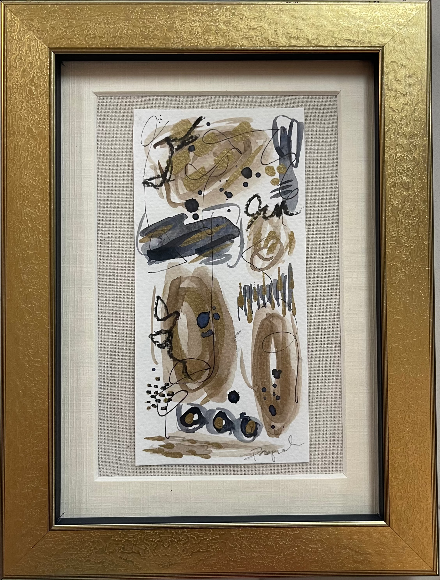 Moody Abstract Watercolor/Gold Frame I