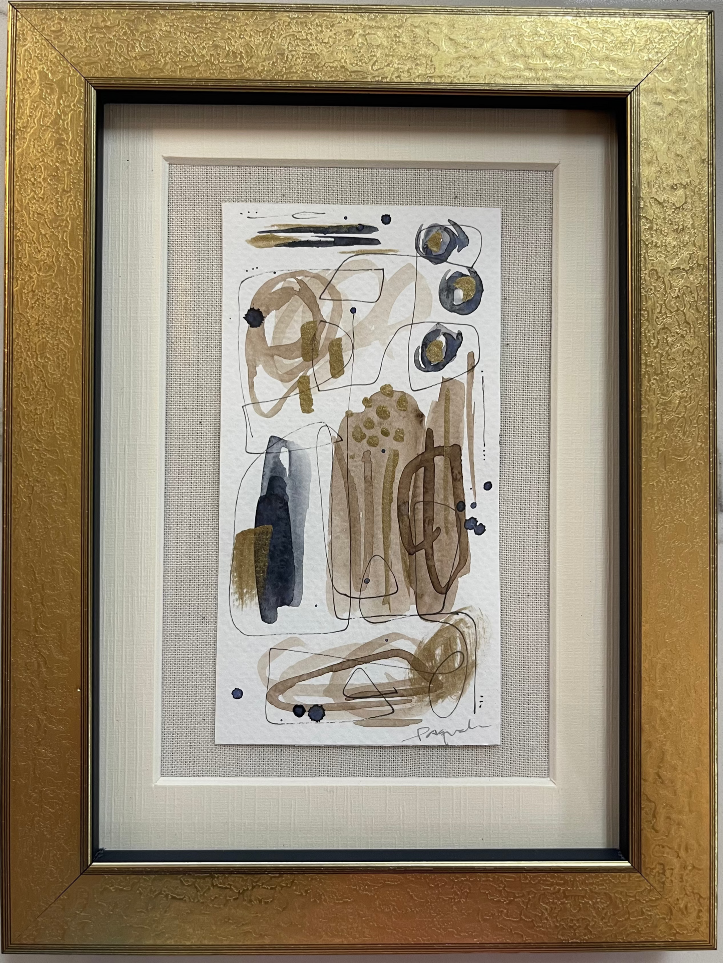 Moody Abstract Watercolor/Gold Frame IV
