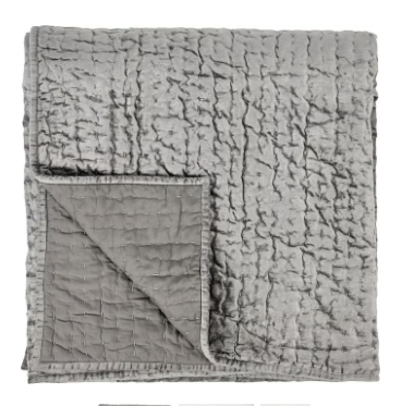 Bari Velvet Quilt Set - Gray