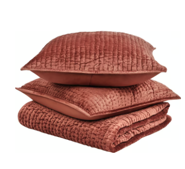 Bari Velvet Quilt Set - Terracotta