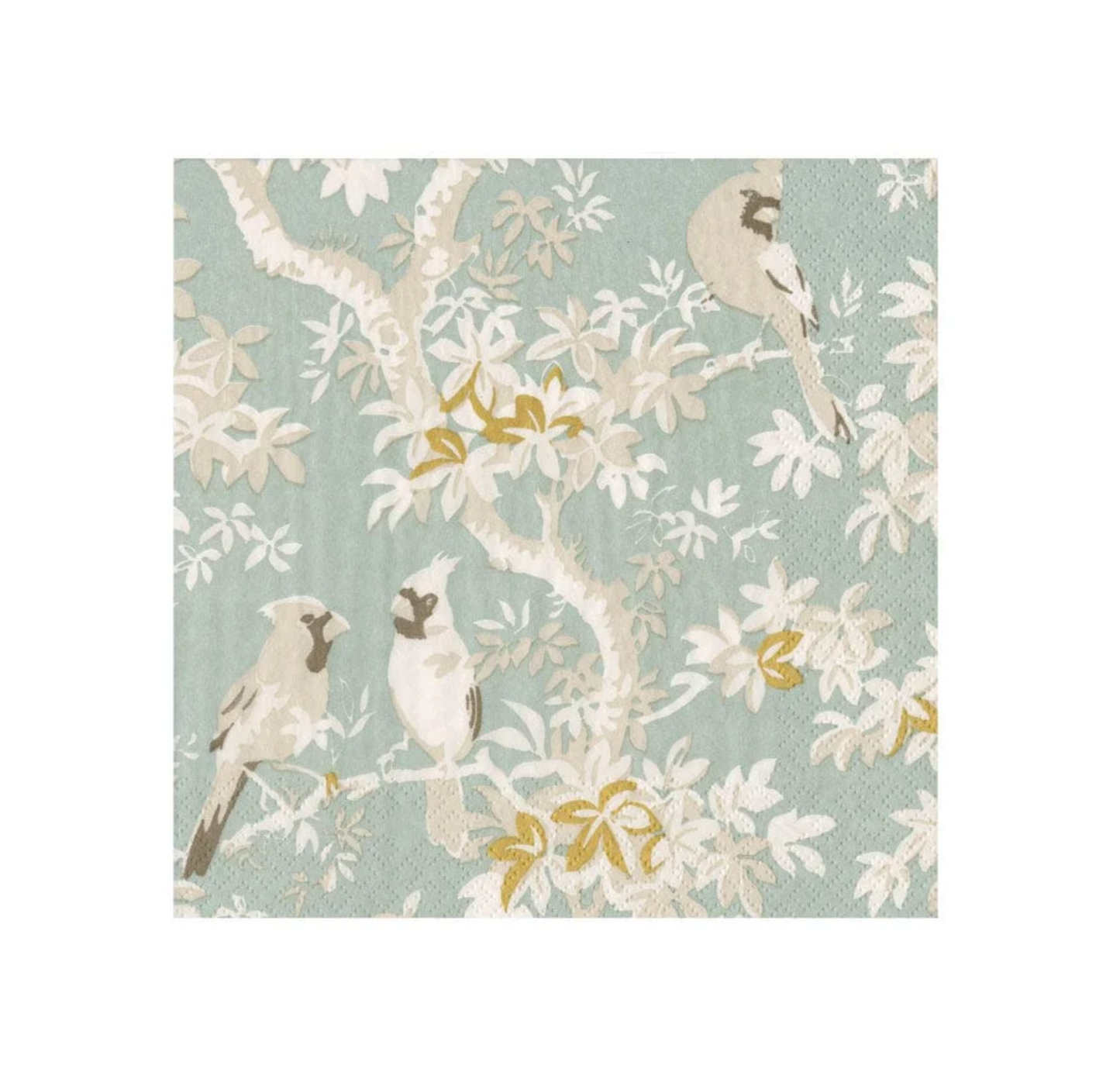 Boxed Cocktail Napkin - Celadon Songbirds