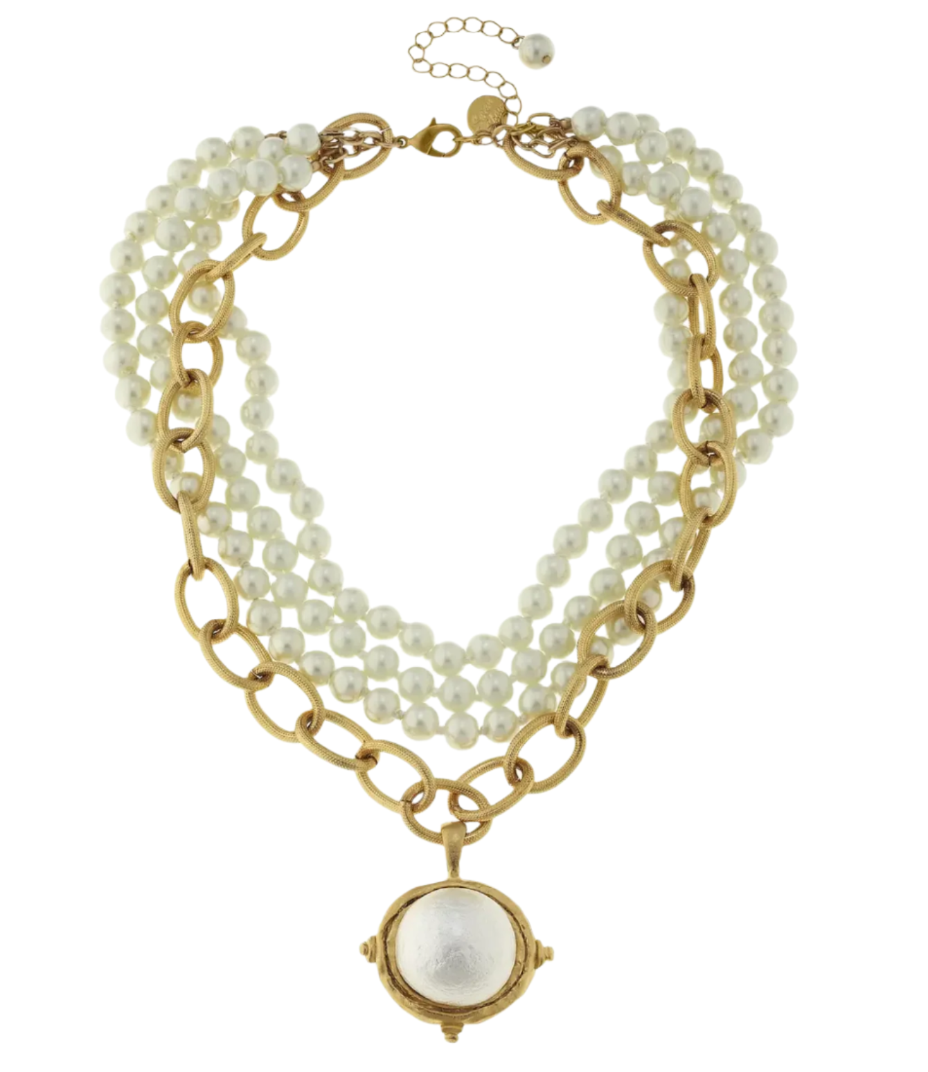 Multi Strand Gold Cotton Pearl Necklace