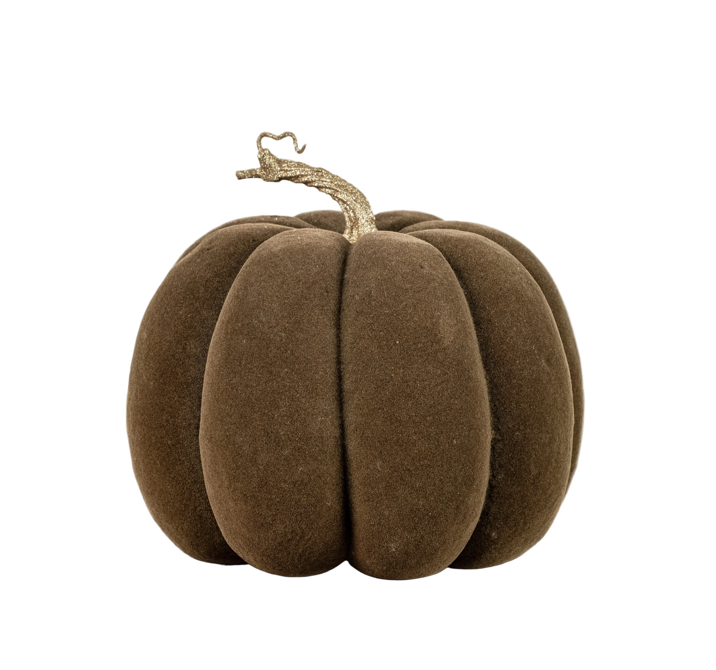 Brown Flocked Pumpkin - 8.25"