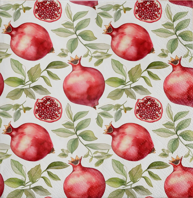 Cocktail Napkin - Pomegranate Greenery