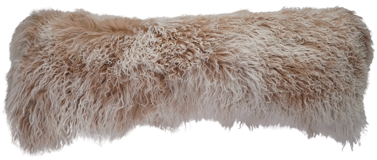 Cream Tibetan Lamb Fur Pillow - 12x40