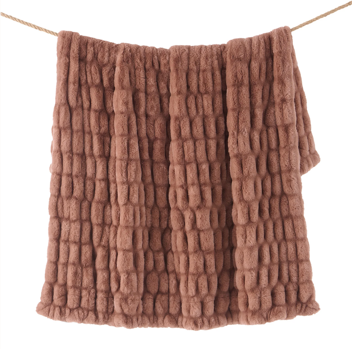 Ruched Rabbit Double-Sided Throw - Rosewood