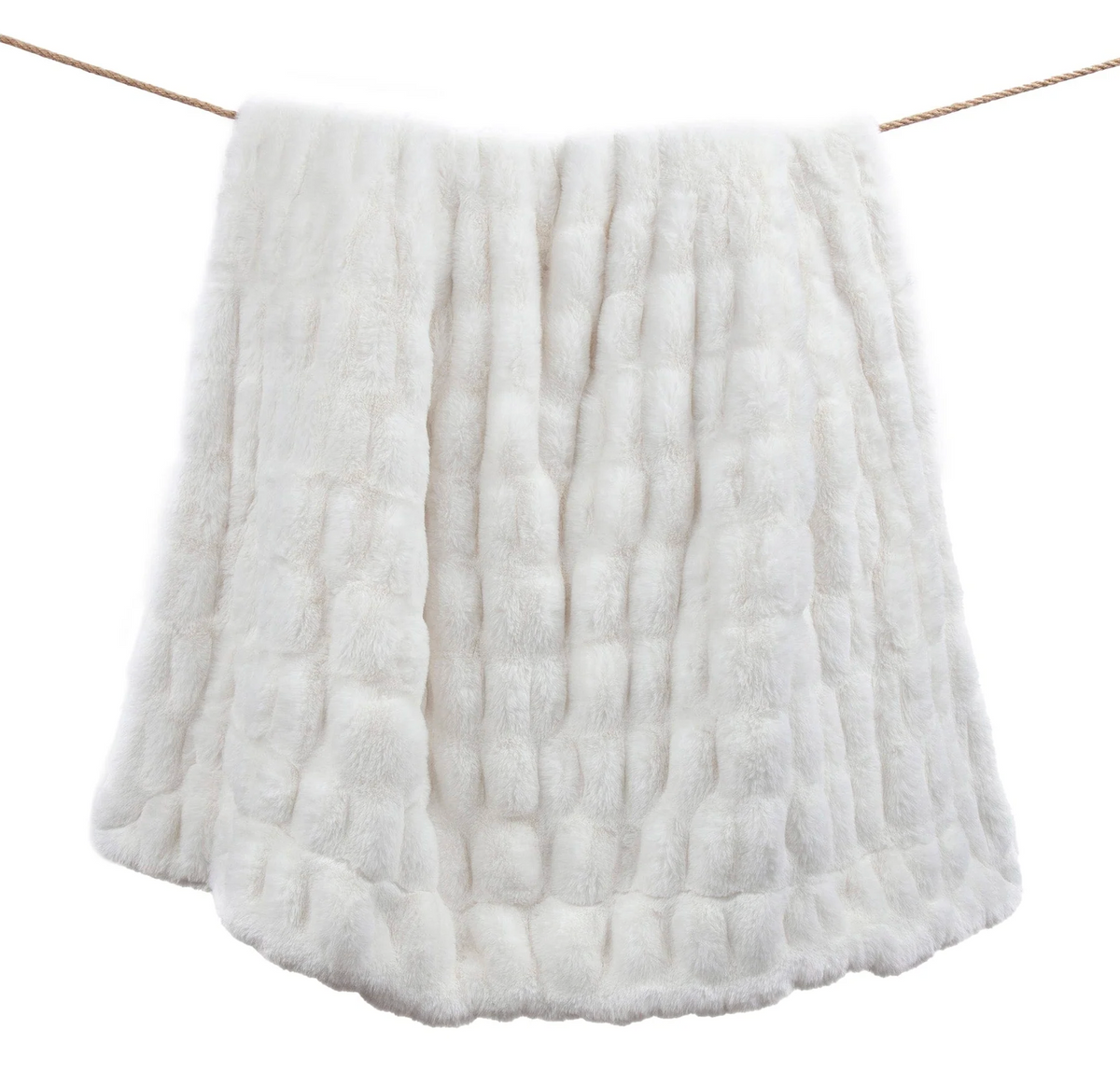 Ruched Rabbit Double-Sided Throw - White