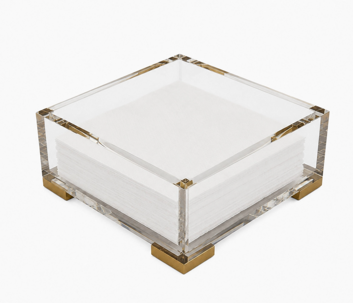 Cocktail Napkin Holder - Brass Footed Acrylic