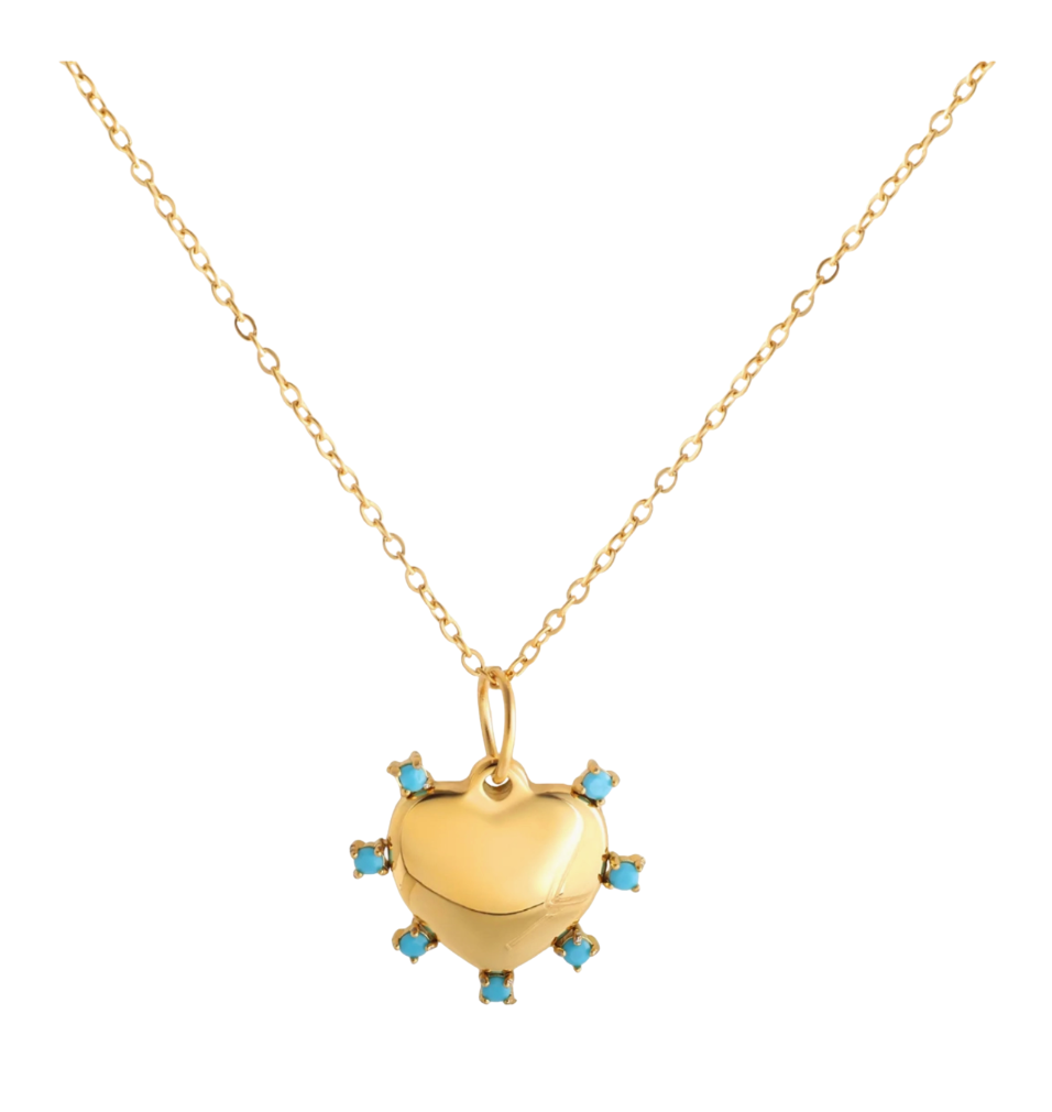 Gold Turquoise Heart Necklace