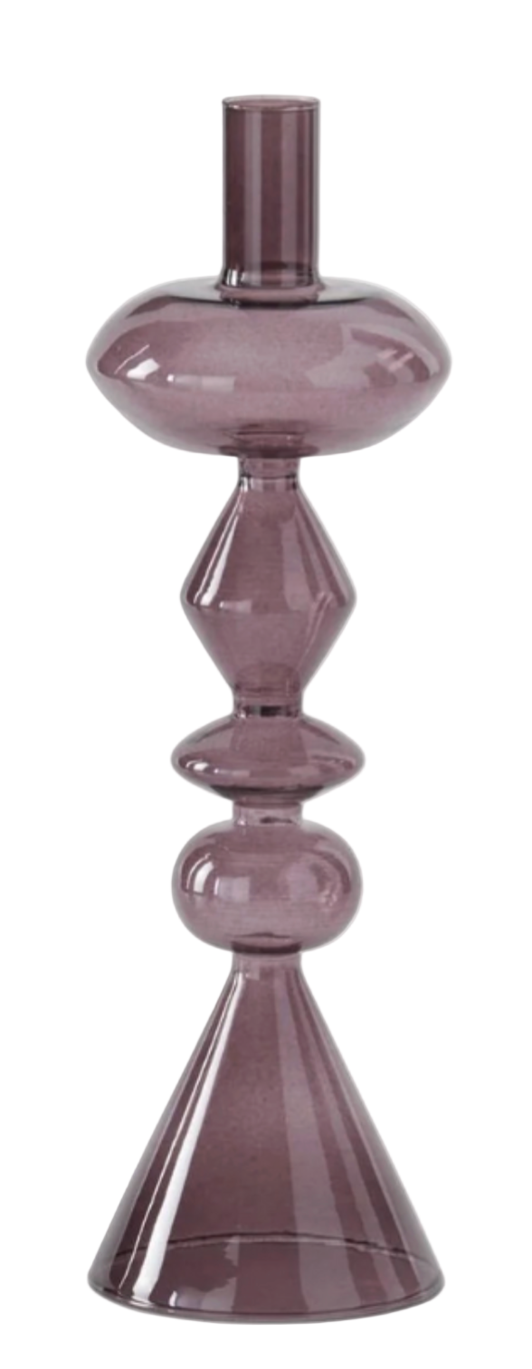 Plum Glass Taper Holder