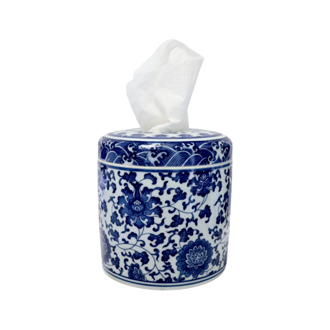 Ceramic Tissue Vessel - Blue/White