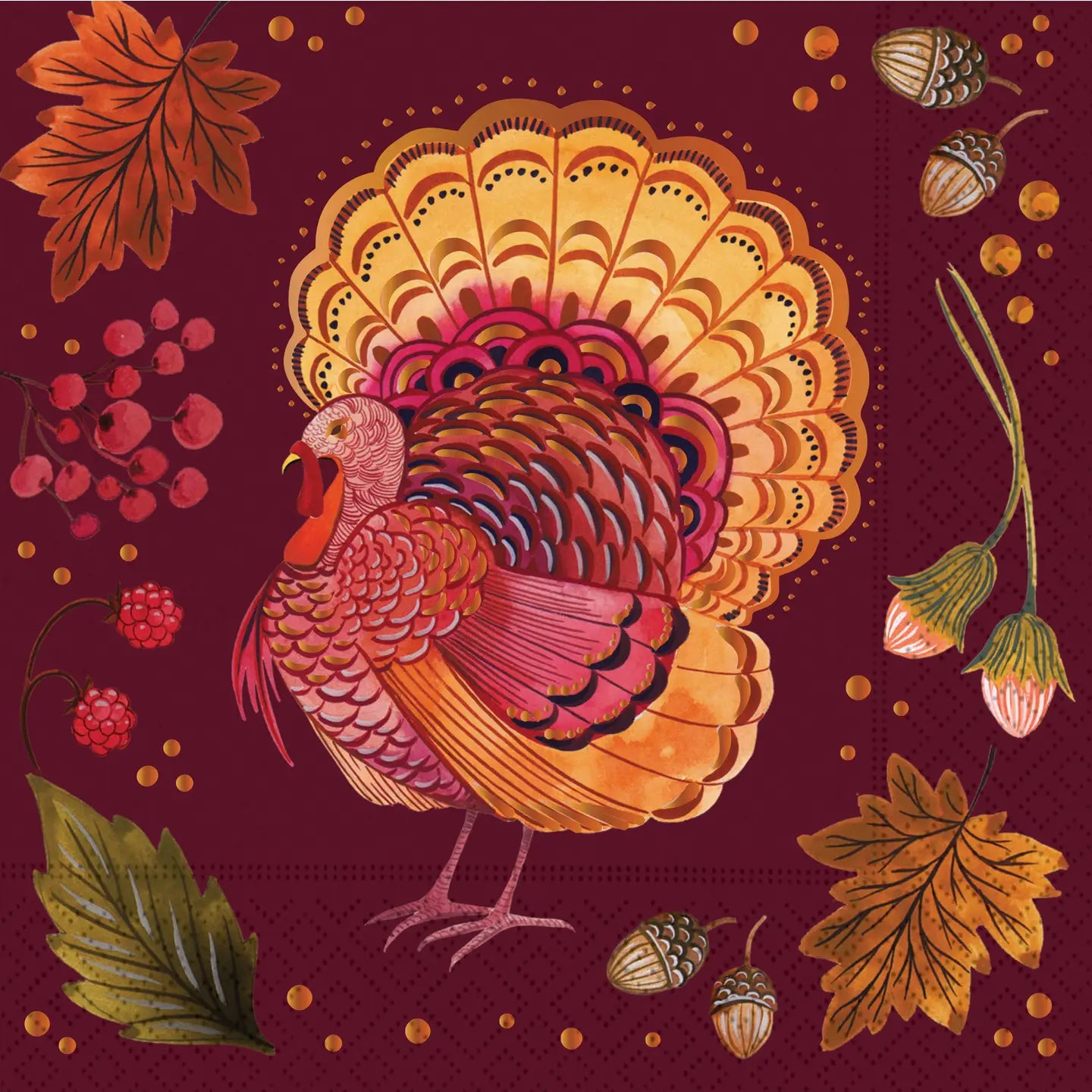 Luncheon Napkin - Gold Foiled Harvest