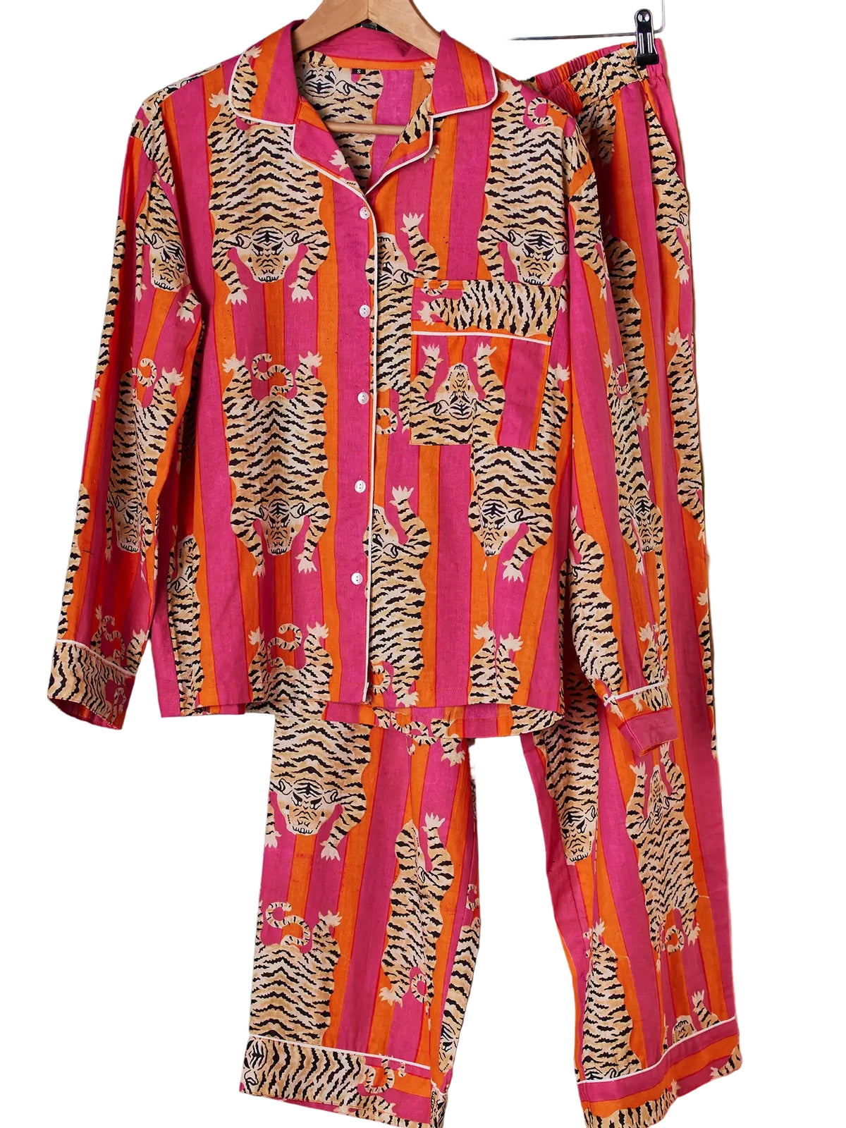 Pajama Set - Pink/Orange Striped Tiger