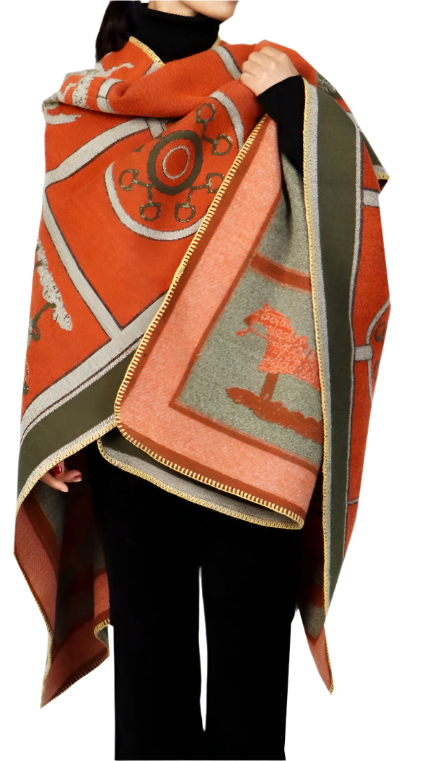 Reversible Loop Wrap/Blanket - Equestrian Orange/Olive