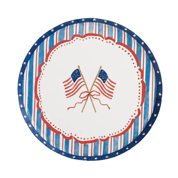 Paper Plate (Small) - Pinstripe Flags