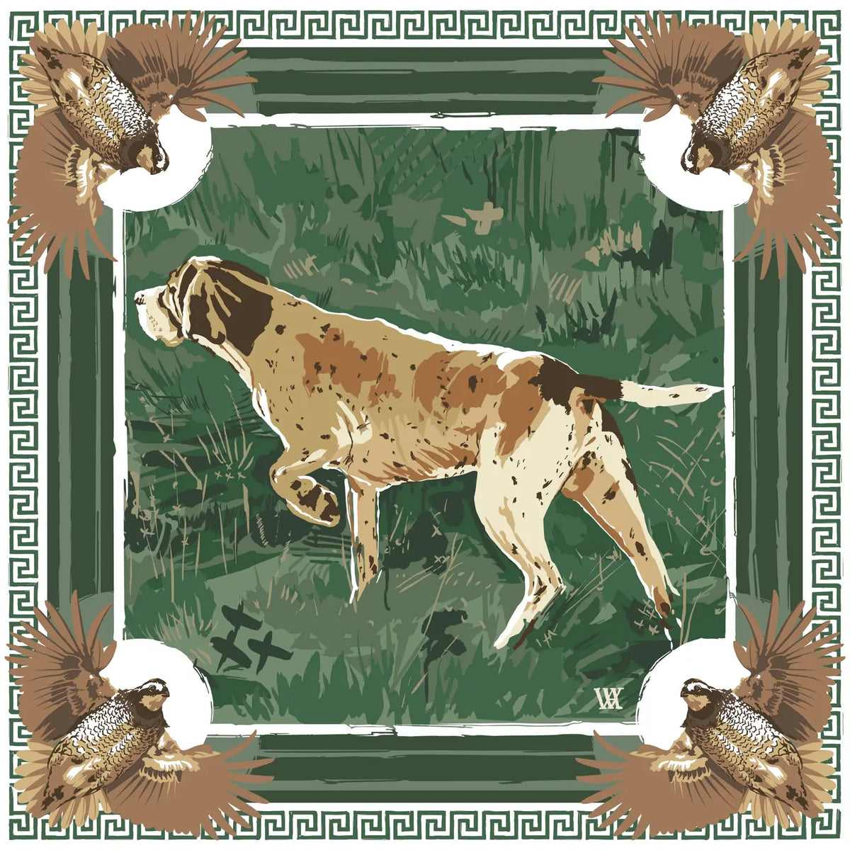 Small Green Pointing Silk Scarf