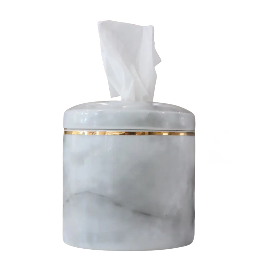 Ceramic Tissue Vessel - Marble/Gold