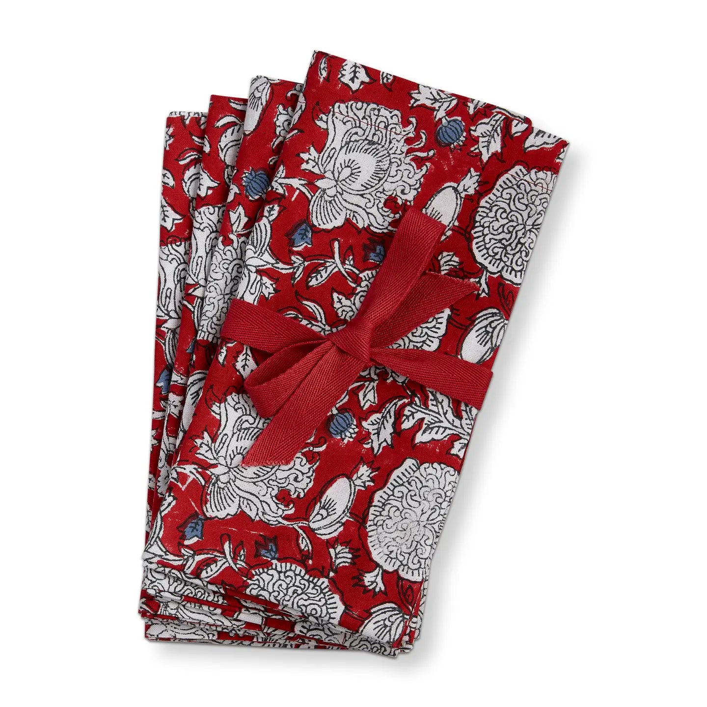 Cloth Napkin S/4 - Blue & Red Block Print