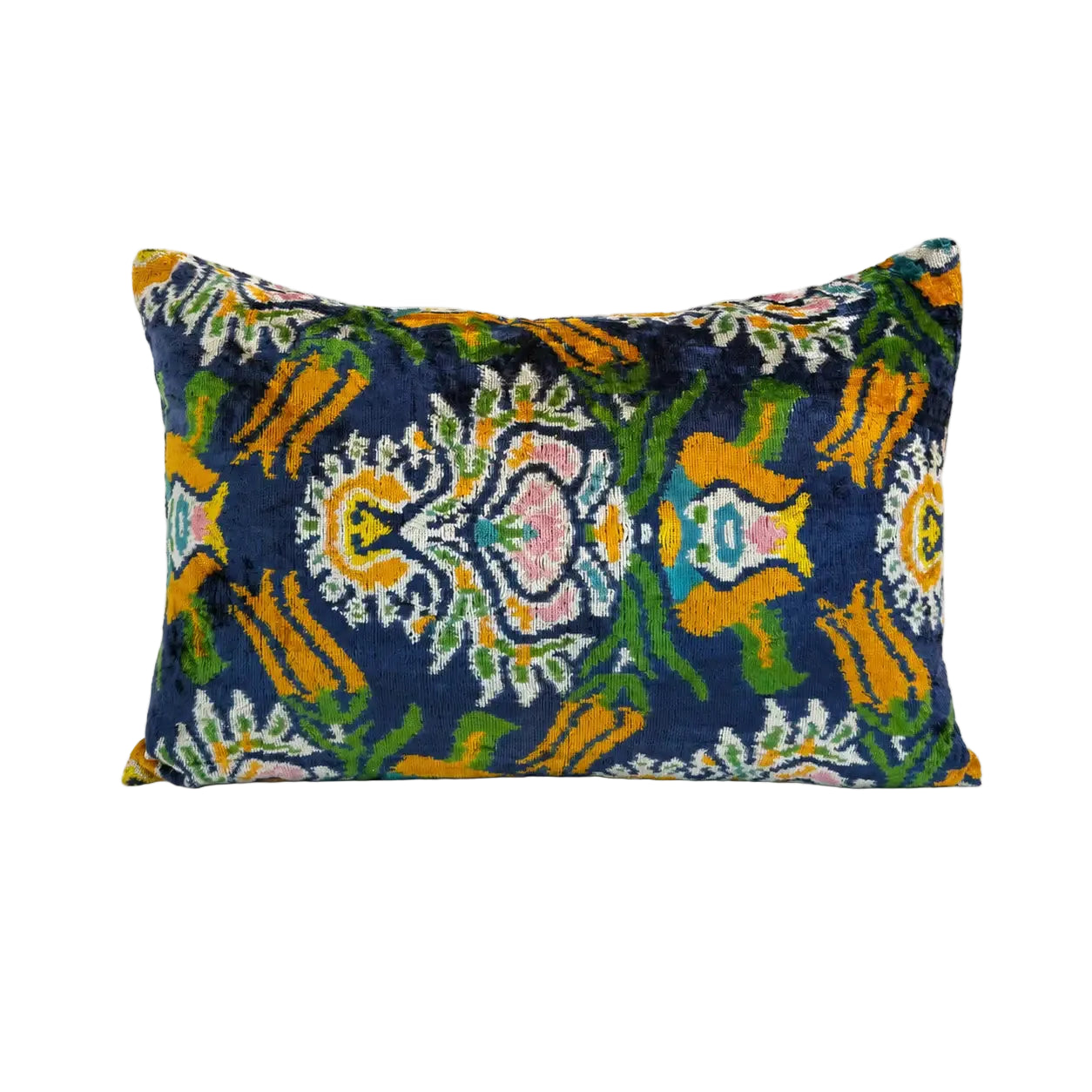 Navy Ikat Floral Pillow - 16x24
