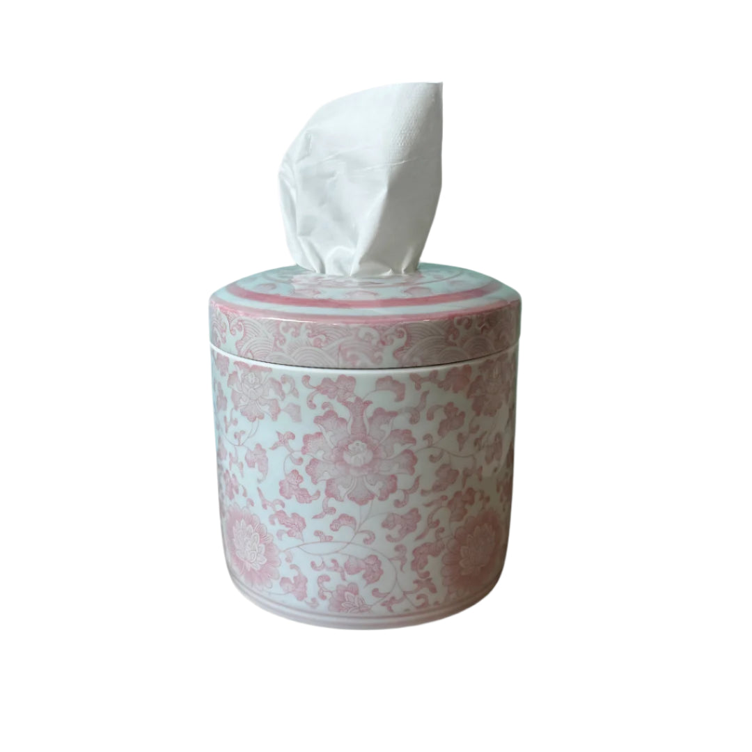 Ceramic Tissue Vessel - Pink/White