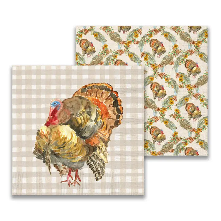 Cocktail Napkin - Reversible Turkey