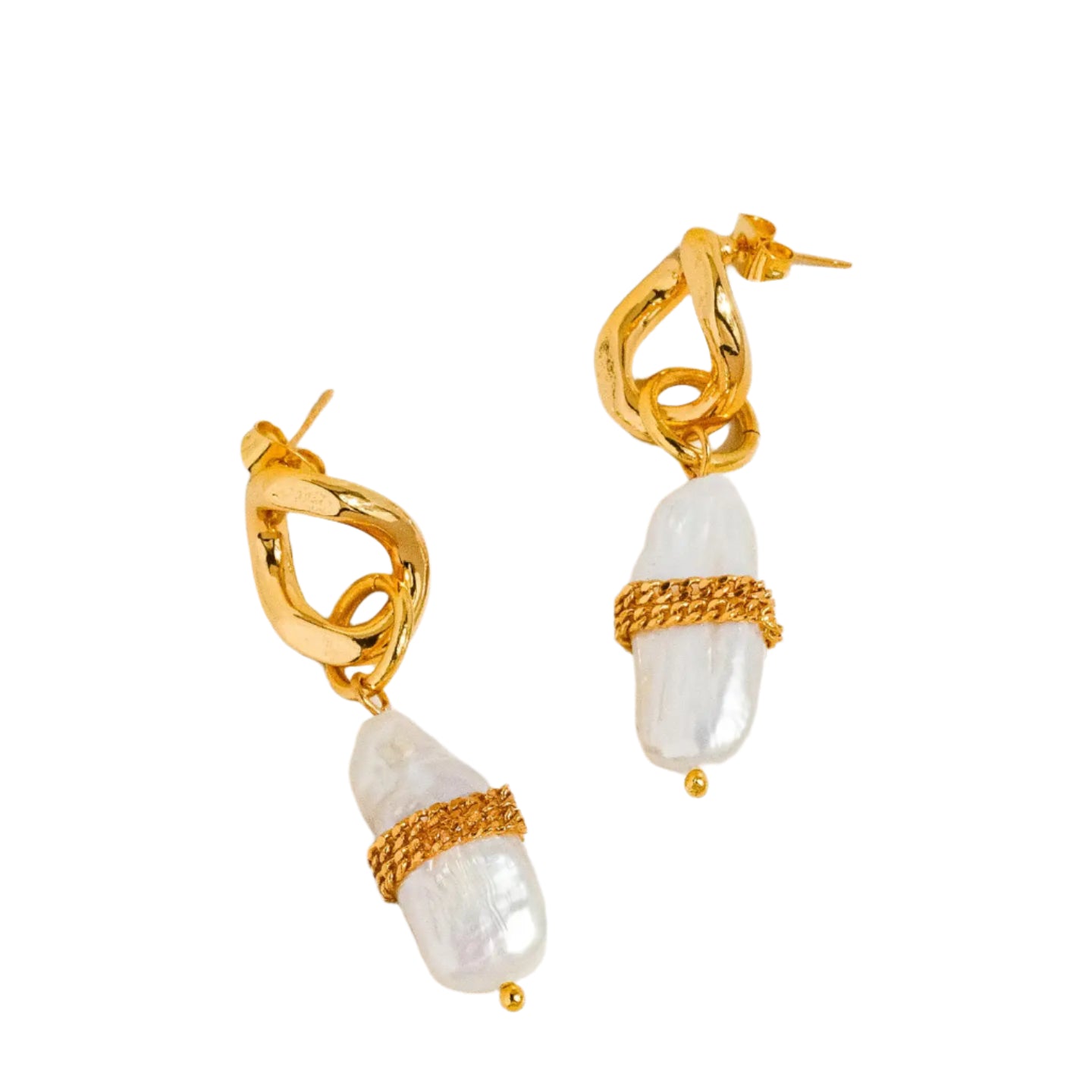 Gold Baroque Pearl Earring
