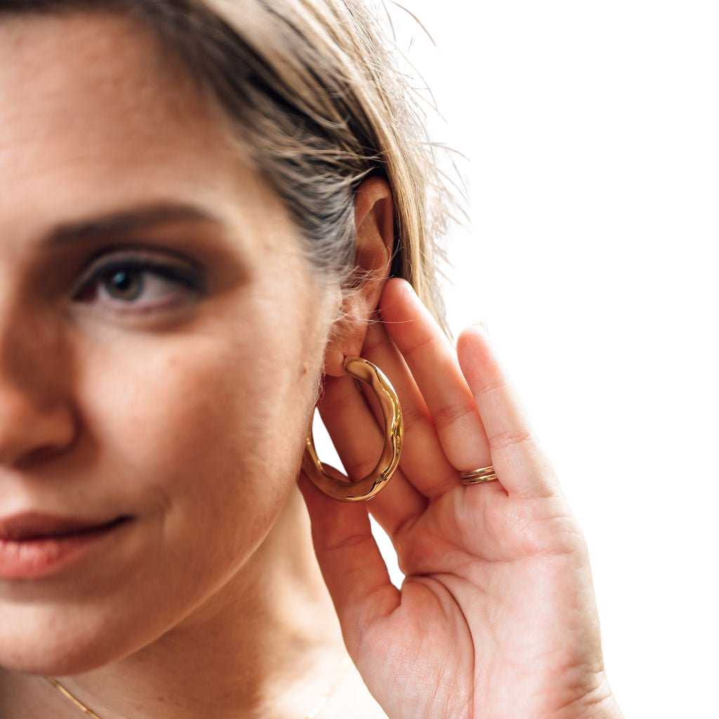 Gold Curved Hoop Earring