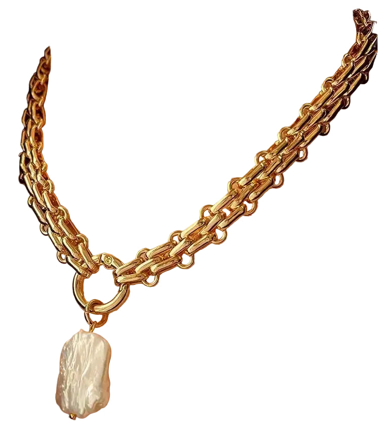 Gold Pearl Pendant Necklace