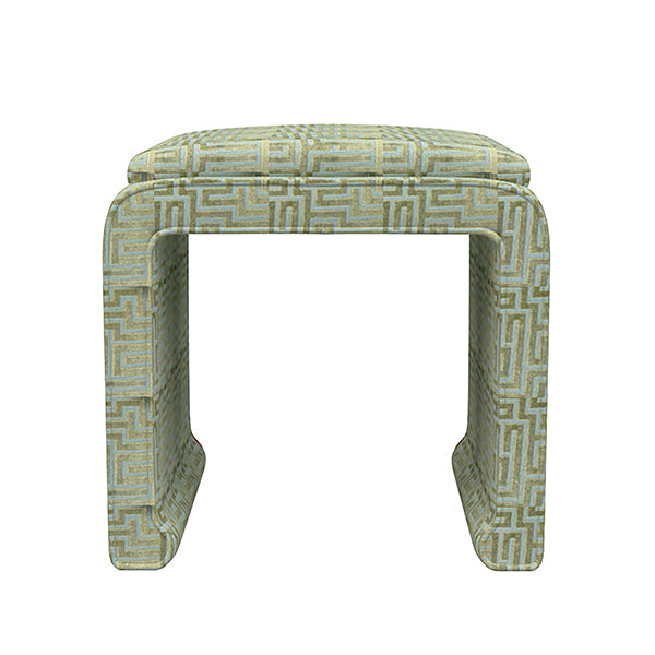 Green Greek Key Ottoman