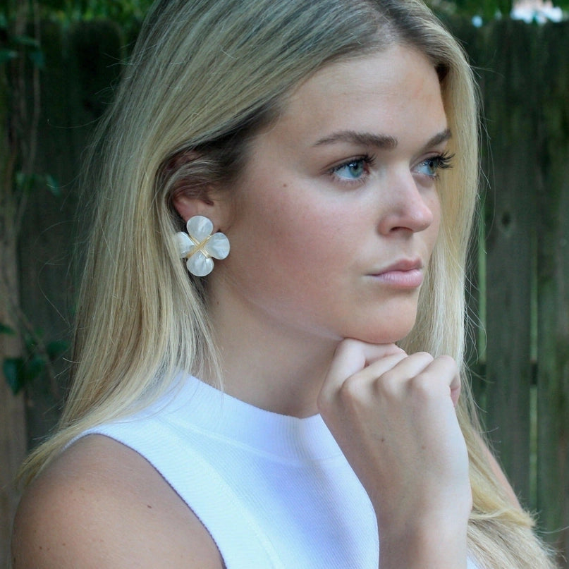 Gold Pearl Floral Earring