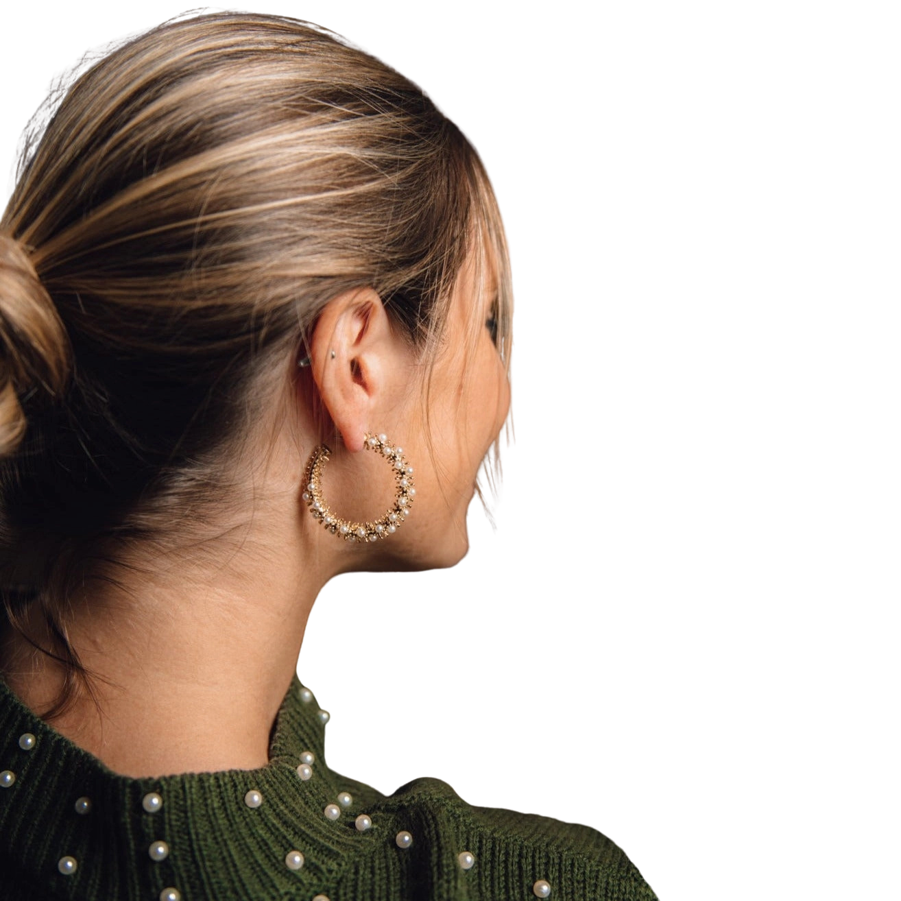 Dotted Pearl Hoop Earring